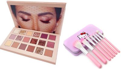 klaty Eyeshadow 18 Colours EDITION Palette 18 g (Multicolour) with a set of 7 makeup brush with storage box (2 Items in the set)(2 Items in the set)