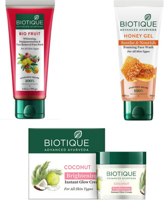 BIOTIQUE HONEY GEL FACE WASH 100ML, FRUIT BRIGHTENING(3 Items in the set)