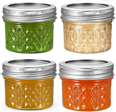 AshandRoh Glass Grocery Container  - 100 ml(Pack of 4, Clear)