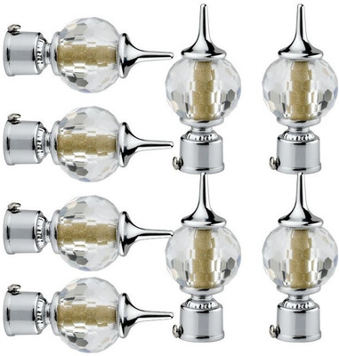 METZO Silver Curtain Knobs, Rod Rail Bracket Metal(Pack of 8)