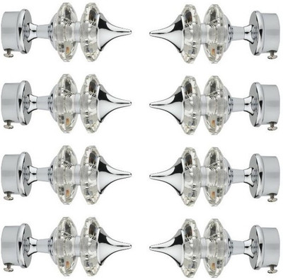 METZO Silver Curtain Knobs, Rod Rail Bracket Metal(Pack of 8)