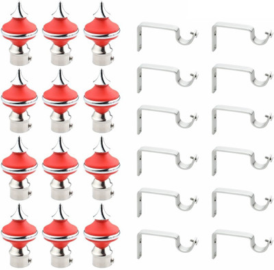 kazare Red Rod Rail Bracket, Curtain Knobs(Pack of 24)
