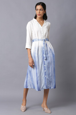 W Women A-line White Midi/Calf Length Dress