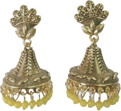 ShrimJewels Yellow Color Jhumki Earring For Women And Girls Brass Jhumki Earring