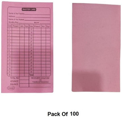 NSSP Paper Attendance Card for Daily Payroll(Set Of 100, Multicolor)