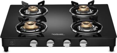 Hindware ARMO Plus GL 4B BLK Glass, Steel Manual Gas Stove