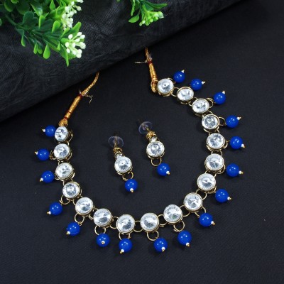 Shiv Alloy Gold-plated Blue Jewellery Set(Pack of 1)