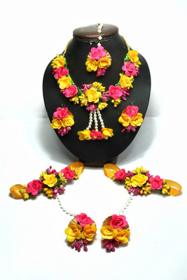 Shubh Lakshmi Creation Fabric Multicolor, Yellow, Pink Jewellery Set(Pack of 1)