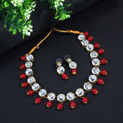 Shiv Alloy Gold-plated Red Jewellery Set(Pack of 1)