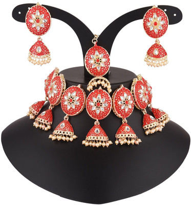 Efulgenz Alloy Gold-plated White, Red Jewellery Set(Pack of 1)