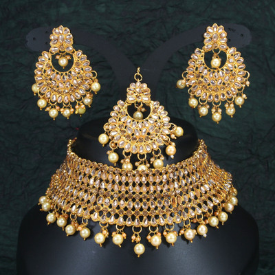 Dhirajart Alloy Gold-plated Gold Jewellery Set(Pack of 1)
