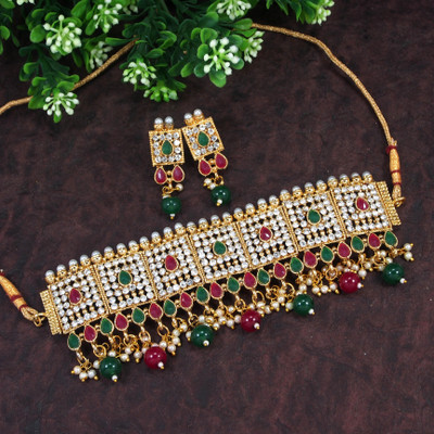 Dhirajart Alloy Gold-plated Multicolor Jewellery Set(Pack of 1)