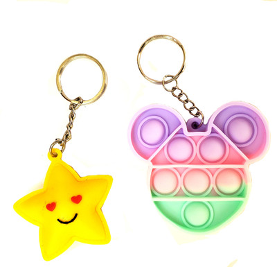 ShopTalk Star Smiley With Multi design Popit Assorted Key Chain