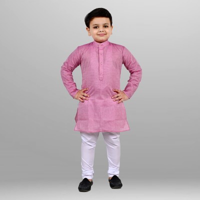 J.D.Creation Baby Boys Festive & Party Kurta and Trouser Set(Pink Pack of 1)