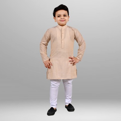 J.D.Creation Baby Boys Festive & Party Kurta and Trouser Set(Beige Pack of 1)