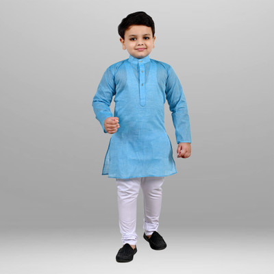 J.D.Creation Baby Boys Festive & Party Kurta and Trouser Set(Blue Pack of 1)