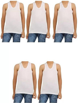 MAKHKHA Vest For Boys Pure Cotton(White, Pack of 5)