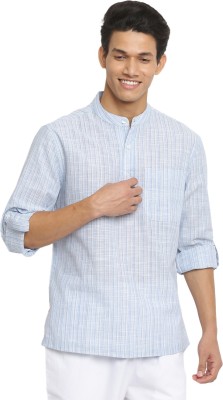 Fabindia Men Striped Straight Kurta(Blue)