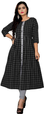 Ladylaz Women Solid A-line Kurta(Black)