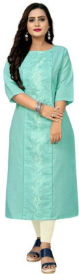 Ladylaz Women Solid A-line Kurta(Blue)