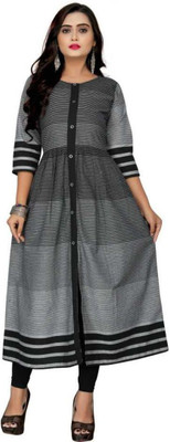 Ladylaz Women Solid A-line Kurta(Black)