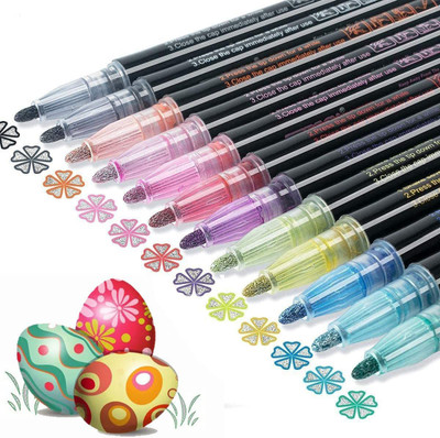 PATHOS INDIA Outline Metallic Markers,4 Colors Double Line Pen, Super Squiggles Marker Set(Set of 12, GLITTER)
