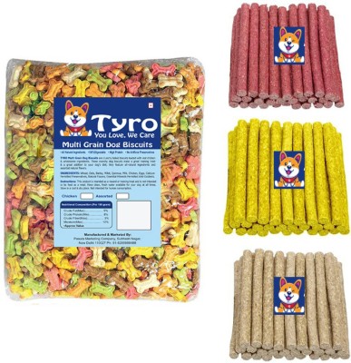 Tyro 1KG Dog Munchy Combo: 500gm Mix Biscuits With 500gm Mix Munchy Sticks Milk, Mutton, Egg, Chicken 1 kg (2x0.5 kg) Dry Adult, Young Dog Food