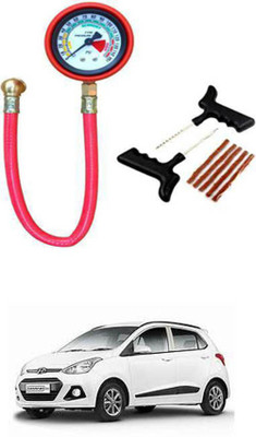 FKOK Car Tyre Puncture Repair Kit And Tyre Air Pressure Gauge For Grand i10_m17 Tubeless Tyre Puncture Repair Kit