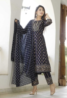 Kurtee King Printed Kurta, Palazzo & Dupatta Set