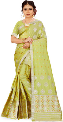 Skiran's Woven Mekhela Chador Art Silk Saree(Light Green)
