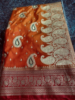 SHOPEEZY TEX FAB Woven Banarasi Handloom Silk Blend, Art Silk Saree(Red, Green)