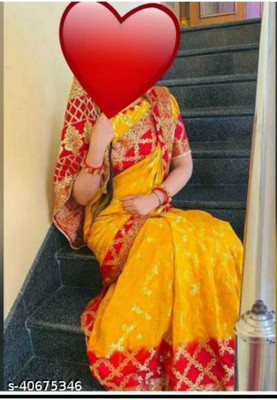 SONAM SAREES Woven Bandhani Art Silk Saree(Red)