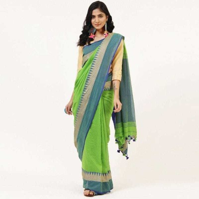 RRBB Self Design Handloom Pure Cotton Saree(Light Green)