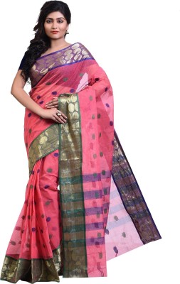 crochetin Woven Tant Handloom Pure Cotton Saree(Multicolor)