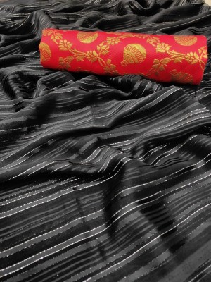 Guru Alankar Printed Daily Wear Chiffon Saree(Black)