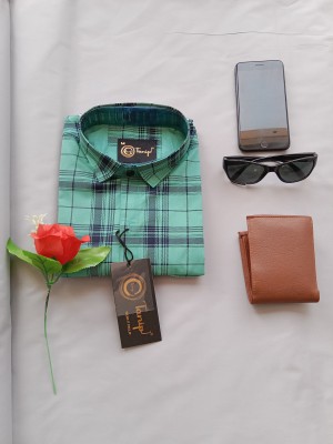 Tanip Men Checkered Casual Green Shirt