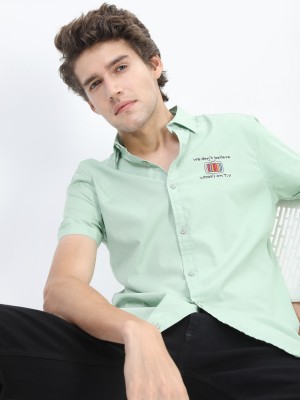 KETCH Men Solid Casual Light Green Shirt