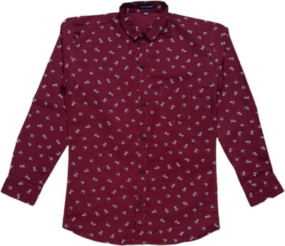 WESTDALE Boys Printed Casual Maroon Shirt