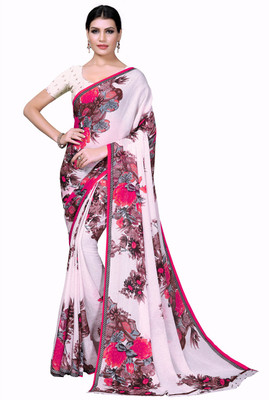 Divastri Solid/Plain Bollywood Cotton Silk Saree(White)