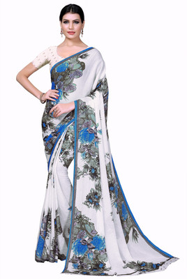 Saadhvi Floral Print Bollywood Georgette Saree(Multicolor)
