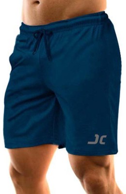 Jump Cuts Solid Men Blue Casual Shorts