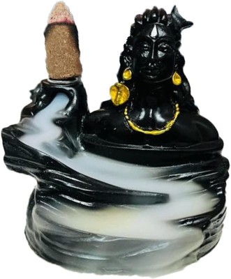 HC VILLA Lord Adiyogi, Mahadev Incense Holder with Free 10 Backflow Smoke Incenses Cone Decorative Showpiece  -  12 cm(Polyresin, Black)