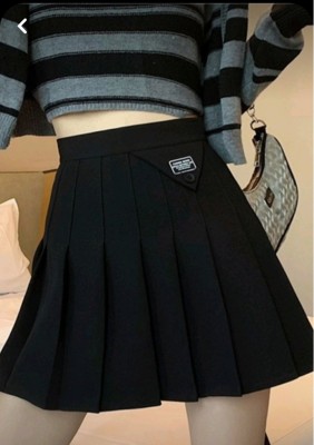 Cara Cola Solid Women Pleated Black Skirt