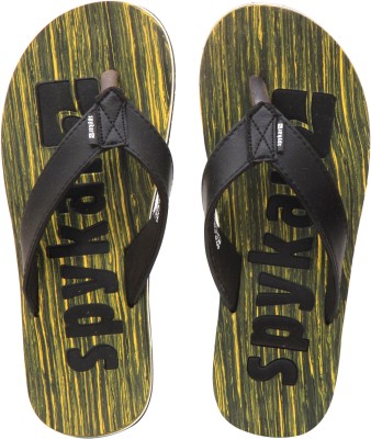 Spykar Men Men Hawaii Chappal (Lime) Flip Flops(Yellow, Black , 9 UK/India)