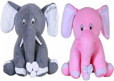 Renox Mother Elephant With 2 Babies Soft Toy and Pink Elephant combo  - 30 cm(Grey, Pink)