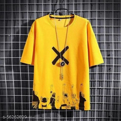 Elitz Graphic Print Men Round Neck Black, Yellow T-Shirt
