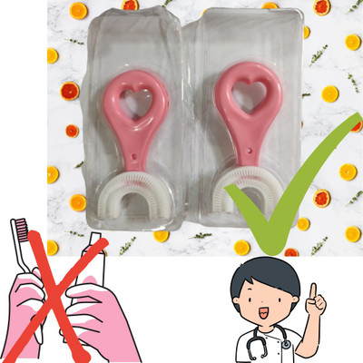 Go Local Toothbrush U shaped Silicon Brush for Girls 2-12 years - Pink Color Extra Soft Toothbrush(Pack of 2)