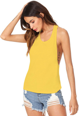 THE BLAZZE Casual Solid Women Yellow Top