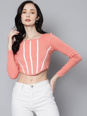 SASSAFRAS Casual Solid Women Pink Top