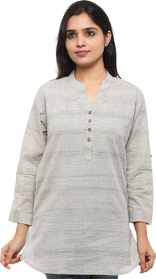 Twist99 Casual Solid Women Grey Top